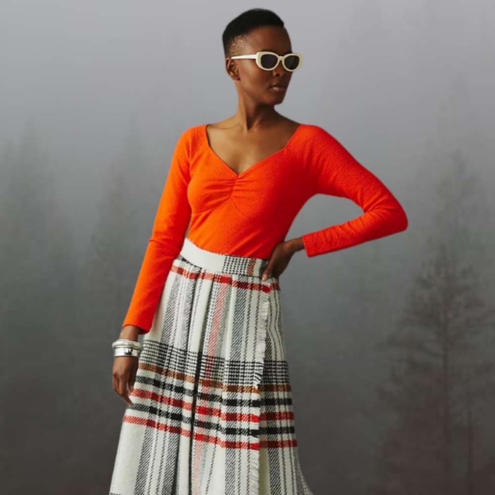 NWT Anthropology Maeve Orange Sweetheart Top sz Large